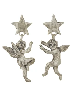 Angel Star Earrings in White Bronze