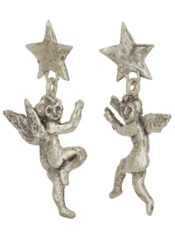 Angel Star Earrings in White Bronze