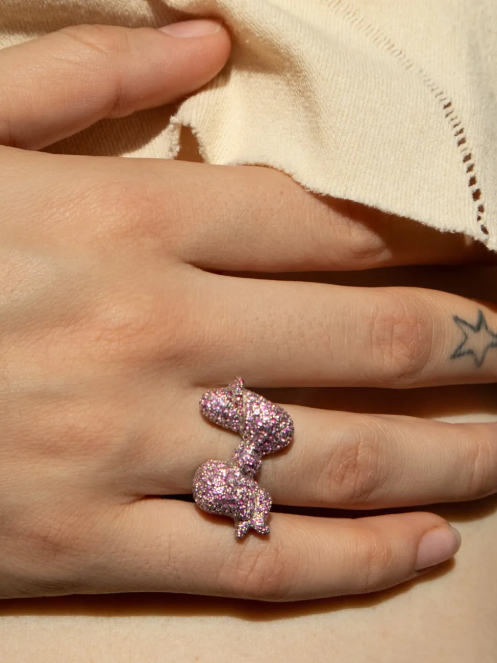 Big Bow Pave Ring in Silver