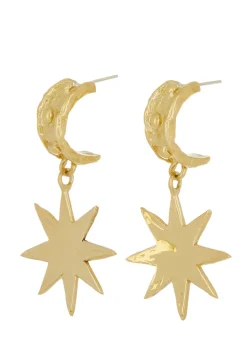 Big Star Earrings in Brass