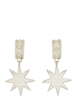Big Star Earrings in White Bronze