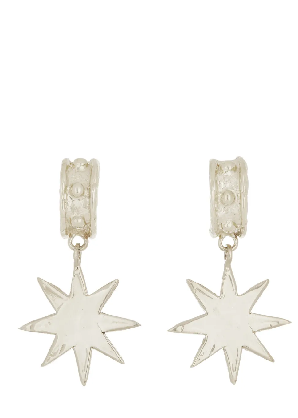 Big Star Earrings in White Bronze