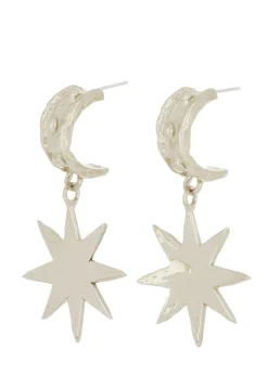 Big Star Earrings in White Bronze