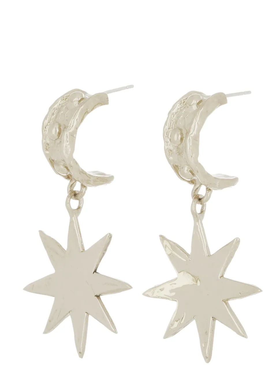 Big Star Earrings in White Bronze