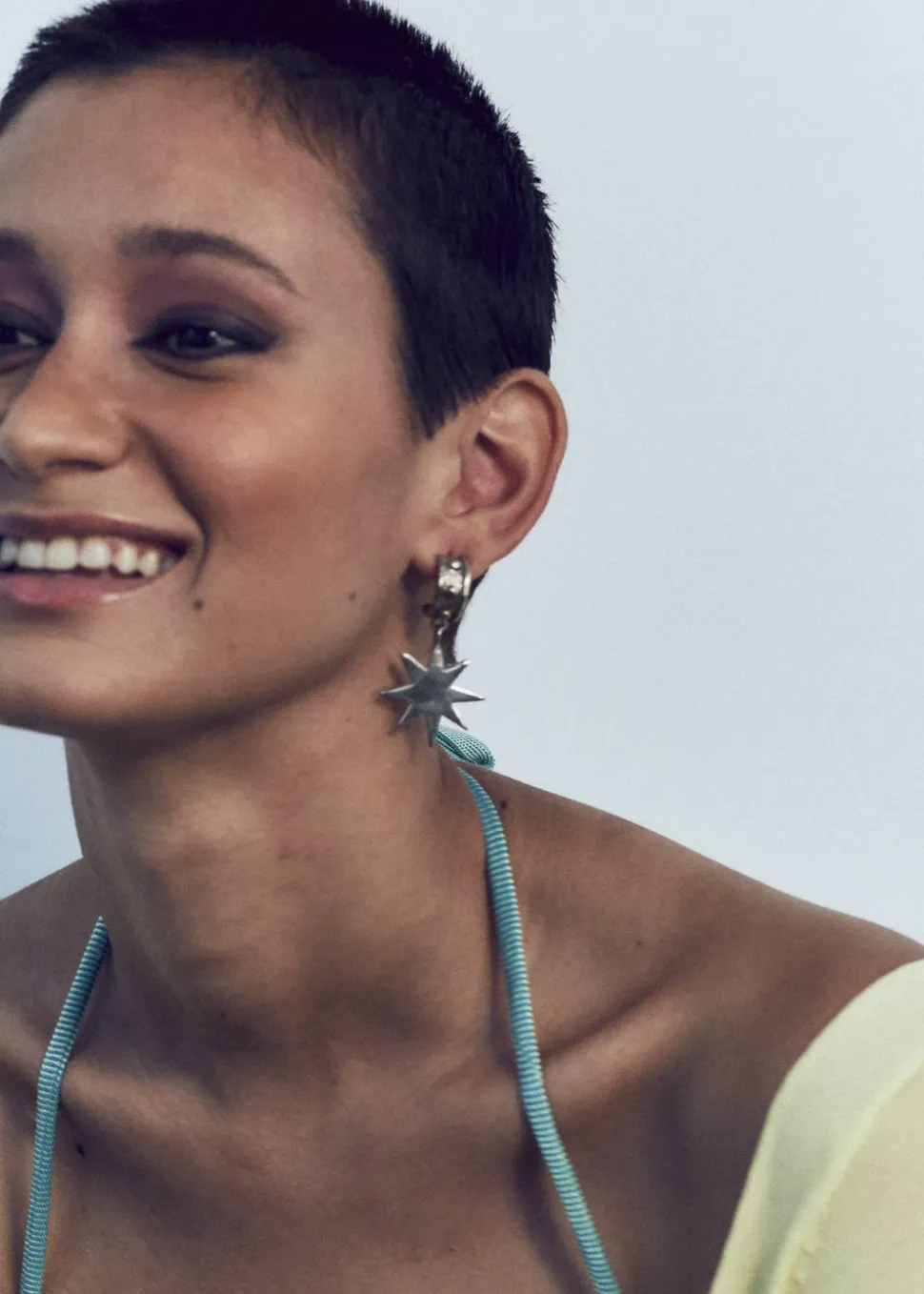 Big Star Earrings in White Bronze