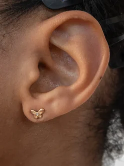 Butterfly Studs in 14k - Diamond