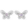 Butterfly Studs in Silver - Pink Sapphire