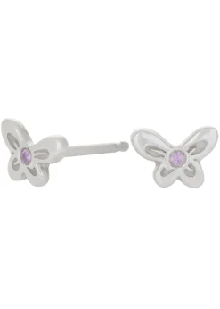 Butterfly Studs in Silver - Pink Sapphire