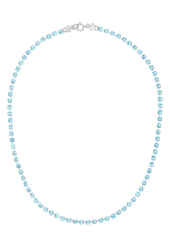Crystal Choker in Silver - Aqua