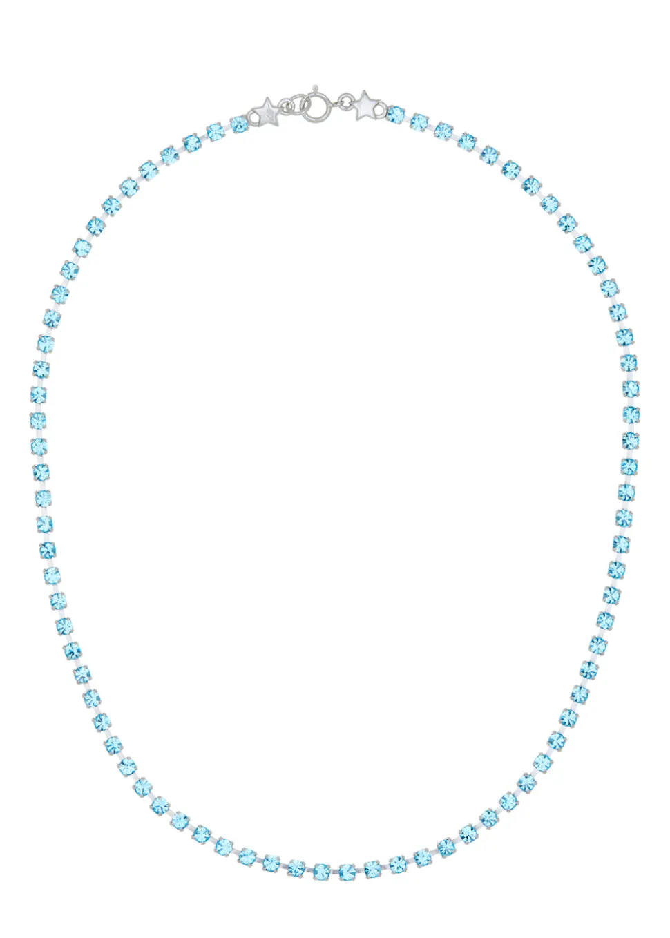 Crystal Choker in Silver - Aqua