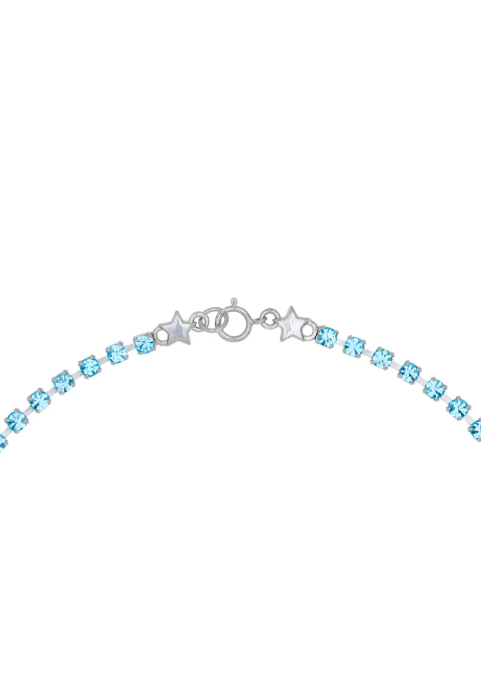 Crystal Choker in Silver - Aqua
