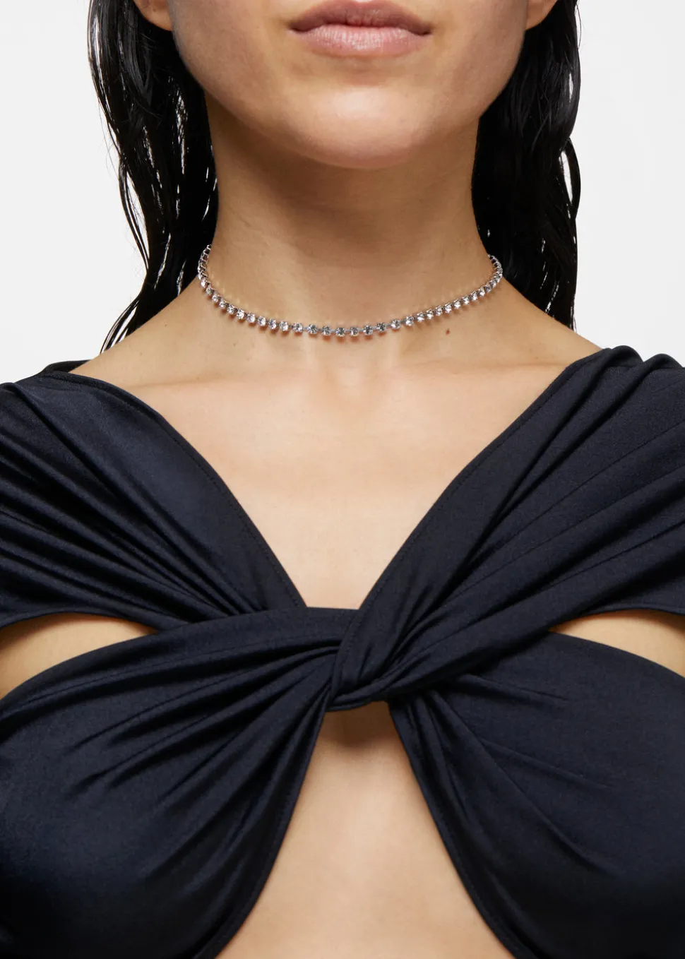 Crystal Choker in Silver - Crystal