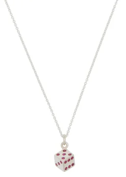 Dice Necklace in Sterling Silver - Ruby