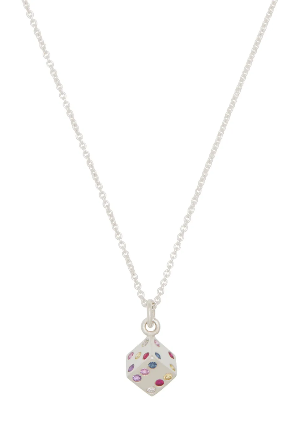 Dice Necklace in Sterling Silver - Multi
