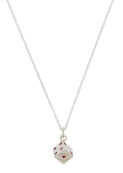 Dice Necklace in Sterling Silver - Ruby