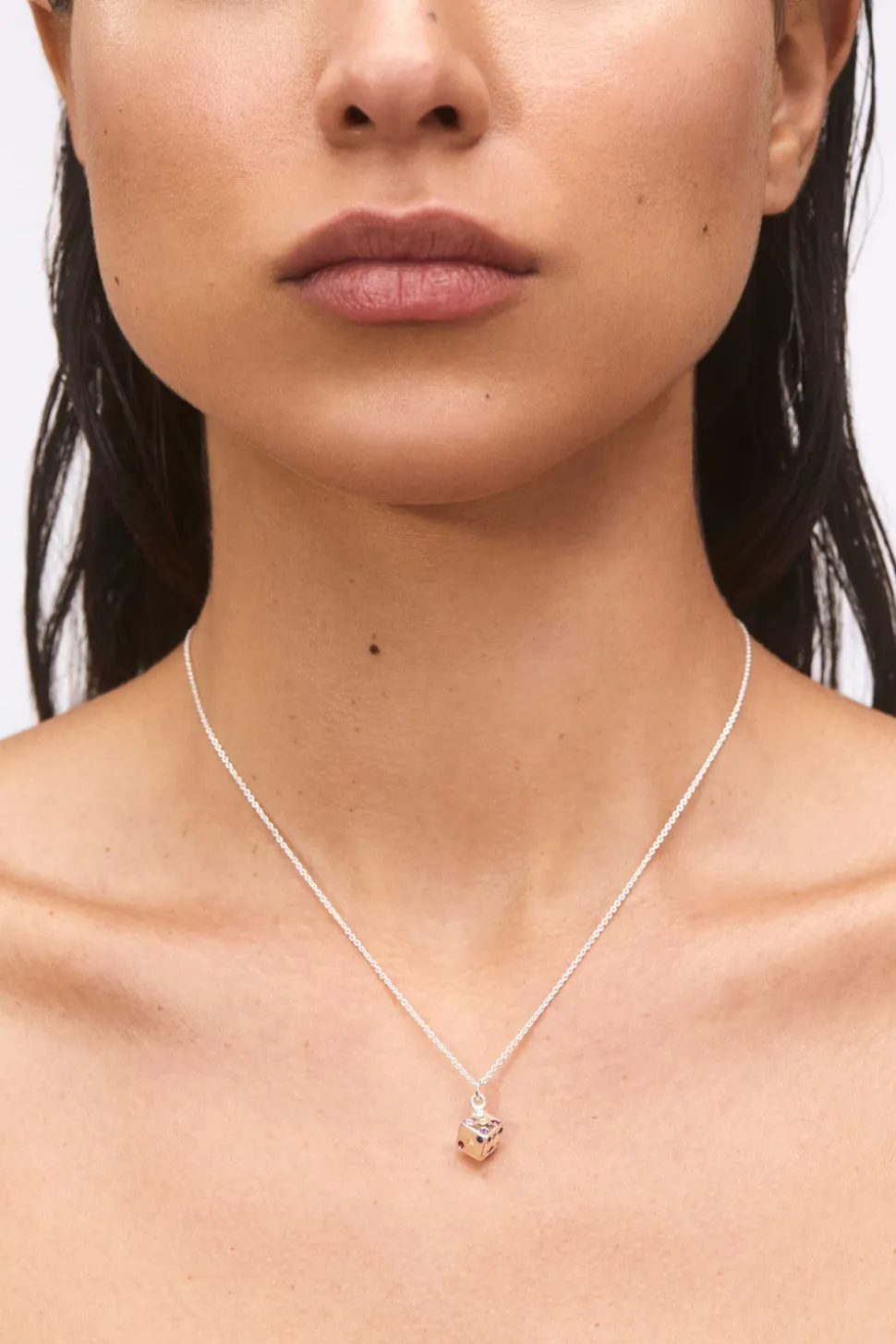 Dice Necklace in Sterling Silver - Multi