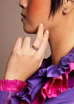 Felt Ring Divine 14k - Faceted Amethyst & Pink Sapphire