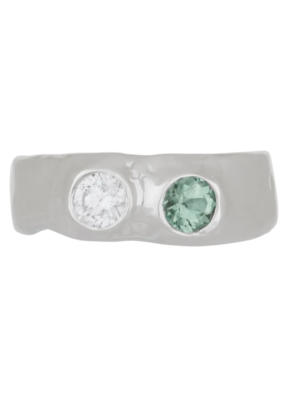 Felt Ring Divine White Gold - Diamond & Mint Green Tourmaline