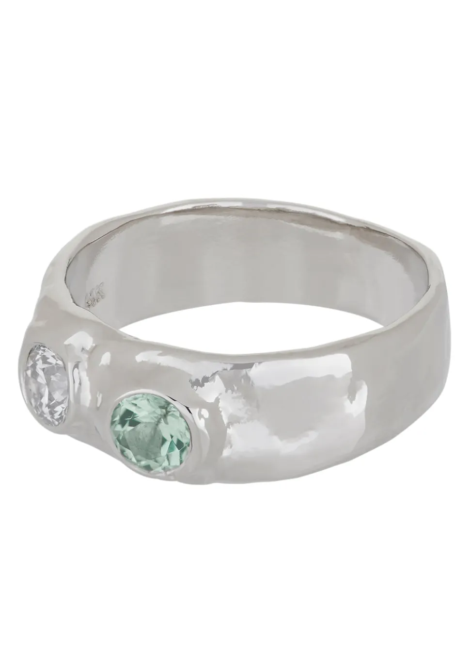 Felt Ring Divine White Gold - Diamond & Mint Green Tourmaline