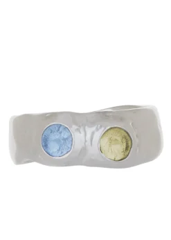 Felt Ring in Sterling Silver - Ice Blue & Limoncello