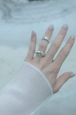 Felt Ring in Sterling Silver - Ice Blue