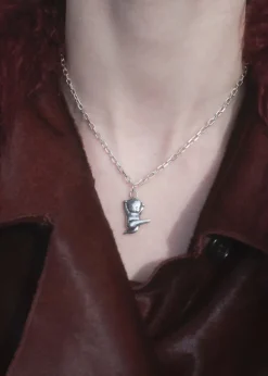 Flying Baby Necklace in Silver