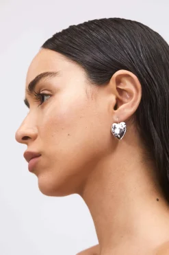 Heart Burn Earrings in Silver