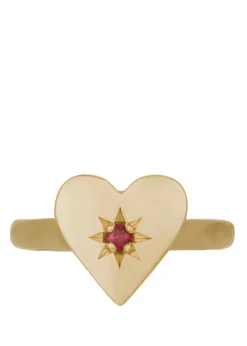 Heart Ring with Star Setting in 14k