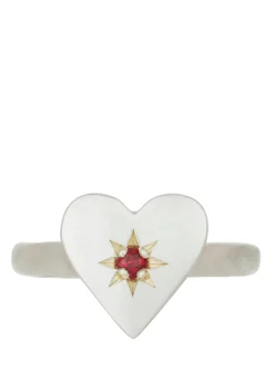Heart Ring with Star Setting in Sterling Silver