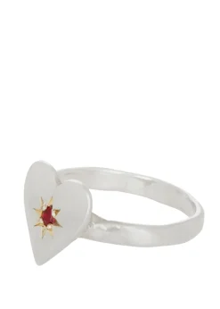 Heart Ring with Star Setting in Sterling Silver