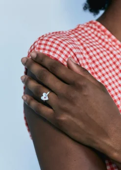 Heart Ring with Star Setting in Sterling Silver