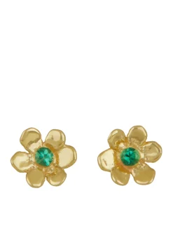 Mini Daisy Studs in 14k - Emerald