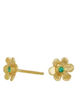 Mini Daisy Studs in 14k - Emerald