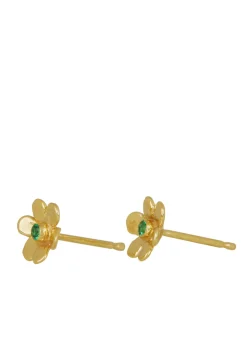 Mini Daisy Studs in 14k - Emerald