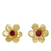Mini Daisy Studs in 14k - Ruby