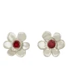 Mini Daisy Studs in Sterling Silver - Ruby