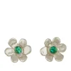 Mini Daisy Studs in Sterling Silver - Emerald