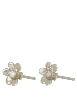 Mini Daisy Studs in Sterling Silver - Diamond