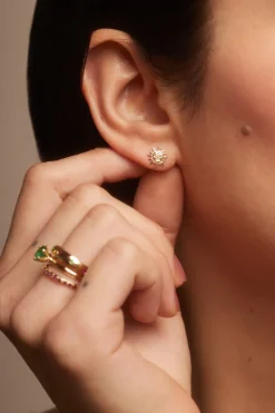 Mini Soleil Studs in 14k