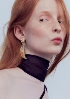 Moon Earrings in White Bronze