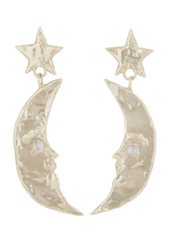 Moon Earrings in White Bronze