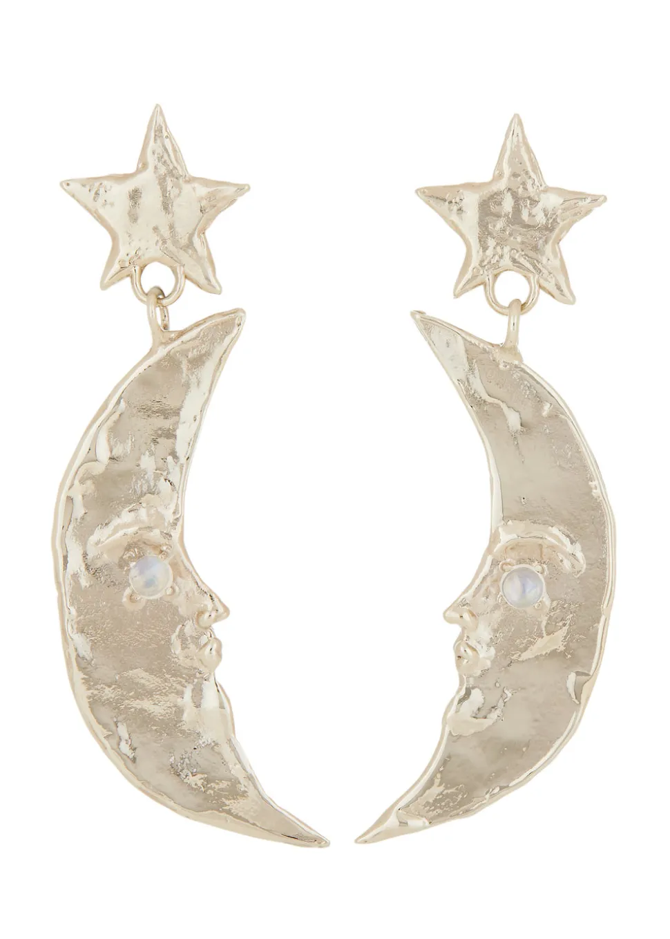 Moon Earrings in White Bronze