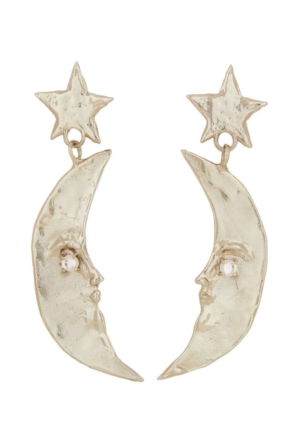 Moon Earrings in White Bronze