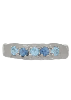 Mother Ring in White Gold - Sapphire Blue Topaz