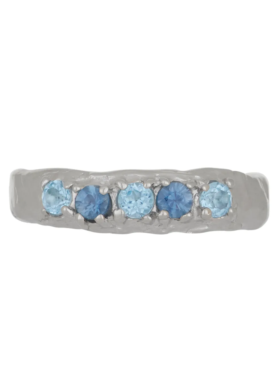 Mother Ring in White Gold - Sapphire Blue Topaz