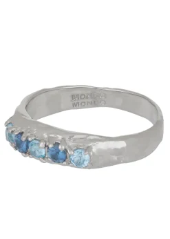 Mother Ring in White Gold - Sapphire Blue Topaz