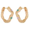Nan Hoops in Gold - Pink Sapphire/Emerald