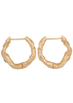 Nan Hoops in Gold - Pink Sapphire/Emerald