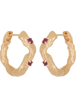 Nan Hoops in Gold - Ruby