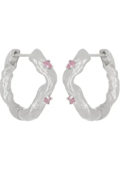 Nan Hoops in Silver - Pink Sapphire